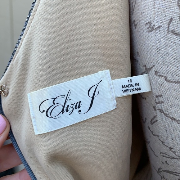 eliza J Metallic Lace Sheath Dress - Gun Metal - Picture 10 of 15